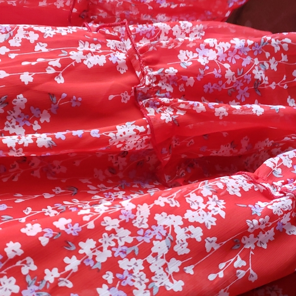 Women’s Summer Dress Ruffle V Neck Tunic Dress Floral Casual Loose flowy dress - Picture 10 of 11